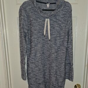 Merona Blue and‎ White Cowl Neck Sweater